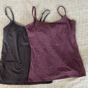 TWO Pact Everyday Shelf Bra Camisoles, Garnet and Charcoal, Med. NWOT